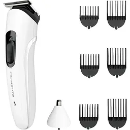 Тример Rowenta Trim & Style, для бороди, носа, вусів та голови, мережа+акум., насадок-7, сталь, білий