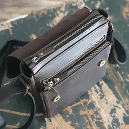 Чоловіча шкіряна сумка GS з декоративною строчкою 23*20*7 см коричнева (АР 001 кор) 200 мм - мініатюра 4