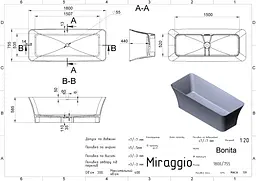 Ванна Miraggio BONITA (0000265) Miramarble | Глянцева | Окремостояча | Біла - мініатюра 2