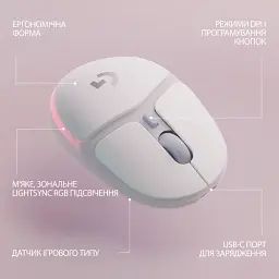 Мишка Logitech G705 Gaming Wireless/Bluetooth White (910-006367) - мініатюра 6
