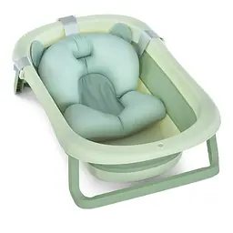 Ванночка дитяча з термометром вкладка силіконова складана розмір 78,3×49,3×20,5 см зелена (ME 1151 Pale Green)