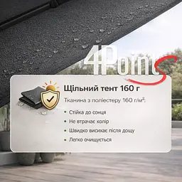 Садова парасоля 4Points Sunny регульована, з нахилом, 3 м, 8 спиць - мініатюра 5