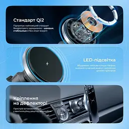 Автомобільний тримач з Бездротовим ЗП Proove Magic Circle Pro 15W - мініатюра 7