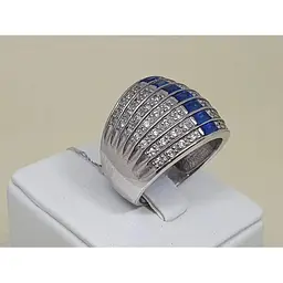 Срібне кільце Агні КЛАСИКА з фіанітами. 1352Р 19 - мініатюра 2