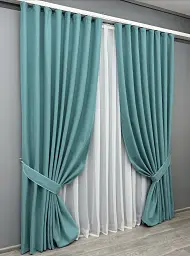 Комплект штор VR-Textil Ashen Night блекаут 2 шт 150x290 см лазурний (1846ш) - мініатюра 3