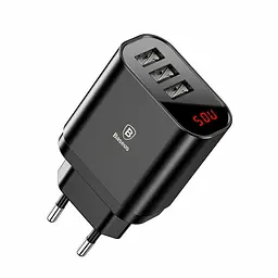 Зарядний пристрій Baseus на 3 USB-порти чорний