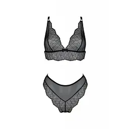Комплект білизни: бюст та трусики з мереживом Passion Amberly Set, 4XL/5XL (чорний) - мініатюра 3