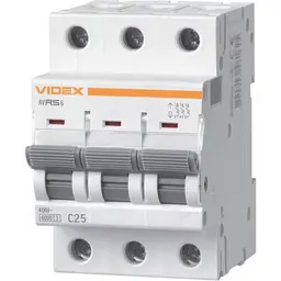 Автоматичний вимикач Videx Resist RS6 3п 25А 6кА С (VF-RS6-AV3C25)
