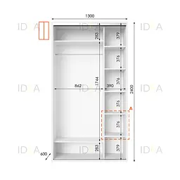 Шафа-купе Idea серія 1 130 x 60 x 240 см Білий Дзеркало - мініатюра 2