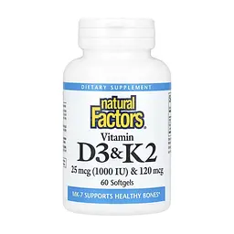 Vitamin D3 & K2 25 mcg (1000 IU) & 120 mcg - 60 softgels
