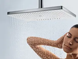 Верхній душ Hansgrohe Rainmaker Select 460 1jet з тримачем до стелі White/Chrome 24002400, Хром - мініатюра 4