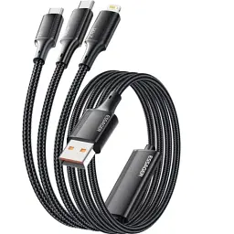Дата кабель USB 2.0 AM to Lightning + Micro 5P + USB-C 1.2m 100W Essager (EXCMTL-JJ01-P) - мініатюра 2