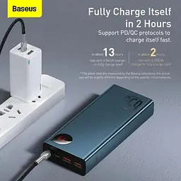 Павербанк Baseus Adaman Metal потужний для ноутбуків телефонів 20000 mAh 65W синій + кабель USB to Type-C - мініатюра 6
