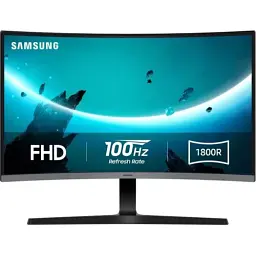 Монітор вигнутий 27" Samsung Essential S3, Black, VA, 1920x1080 (16:9), 4 мс, 100 Гц, 250 кд/м², 4000:1, 1800R, 178°/178°, VGA/HDMI, VESA 75x75 (LS27D390GAIXUA)
