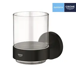 Склянка з тримачем для ванної кімнати Grohe QuickFix Start 411942430 чорний - мініатюра 3