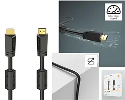 Кабель Digitus HAMA HDMI 4K Ethernet Gold 10 m Black - мініатюра 4