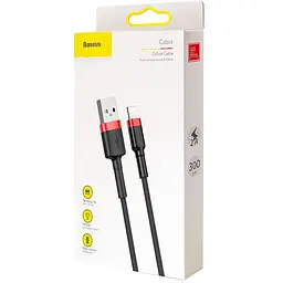 Кабель Baseus Cafule Cable USB to Lightning 2A 3m CALKLF-R91 Black-Red - мініатюра 2