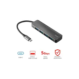 Концентратор Halyx Type-C to 4-Port USB-A 3.2 Grey Trust (24948_TRUST) - мініатюра 8