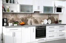 Вініловий кухонний фартух Урожай Замок на скелі наклейка для кухні Архітектура Бежевий Happy Pocket Z181441