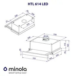 Витяжка телескопічна MINOLA HTL 614 WH LED - мініатюра 10