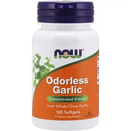 Натуральная добавка NOW Odorless Garlic, 100 капсул
