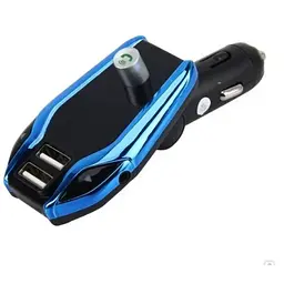 FM модулятор автомобільний трансмітер синій X8 Plus Bluetooth 2 USB AUX