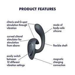 Вагінально-кліторальний вібратор Satisfyer G for Goddess 1 Dark Grey, 2 мотори - мініатюра 6