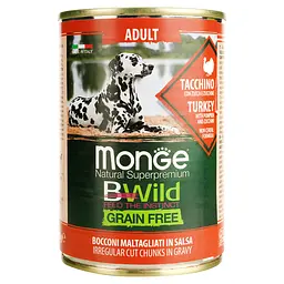 Вологий корм для собак Monge Dog Wet Bwild Adult, індичка, гарбуз та цукіні, 400 г - мініатюра 2