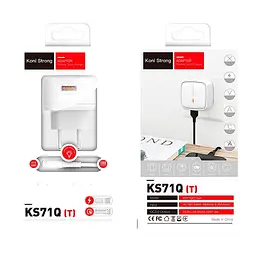 Адаптер мережевий KONI Strong Type-C cable KS71Q 3A набір білий - мініатюра 3