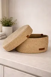 Плетений кошик з кришкою з джуту (30х19х14см) - мініатюра 5