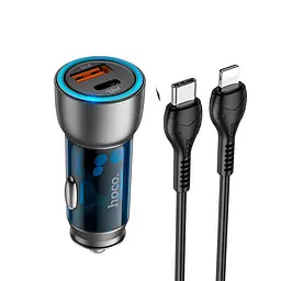 Адаптер автомобільний HOCO Type-C Lightning cable Sprinter dual port car charger NZ8 синій