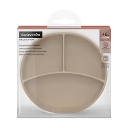 Тарілка дитяча Suavinex Colour Essence силіконова для введення прикорму на 3 секції +6 міс. бежева (402914) - мініатюра 3
