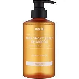 Шампунь пивний для об'єму тонкого волосся "М'ята" 500 мл Kundal Beer Yeast Hair Loss Relief Shampoo Herb Mint