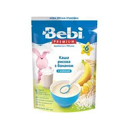 Дитяча каша Bebi Premium молочна Рисова з бананом +6 міс. 200 г (8606019654276)