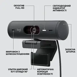 Веб-камера Logitech Brio 500 Graphite (960-001422) - мініатюра 6