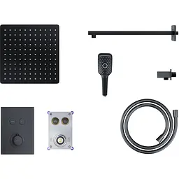 Душова система прихованого монтажу Corsan Plomeria black + BOX з термостатом 646994, Чорний матовий