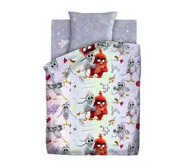 Комплект постільної білизни TAC Angry Birds полуторний 143x215 см Red and Silver сірий (21029)