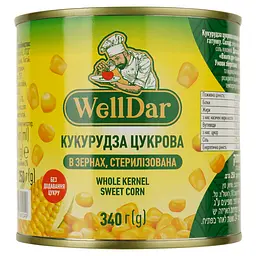 Набір: кукурудза WellDar цукрова стерилізована 340 г + горошок зелений WellDar консервований 420 мл  - мініатюра 2