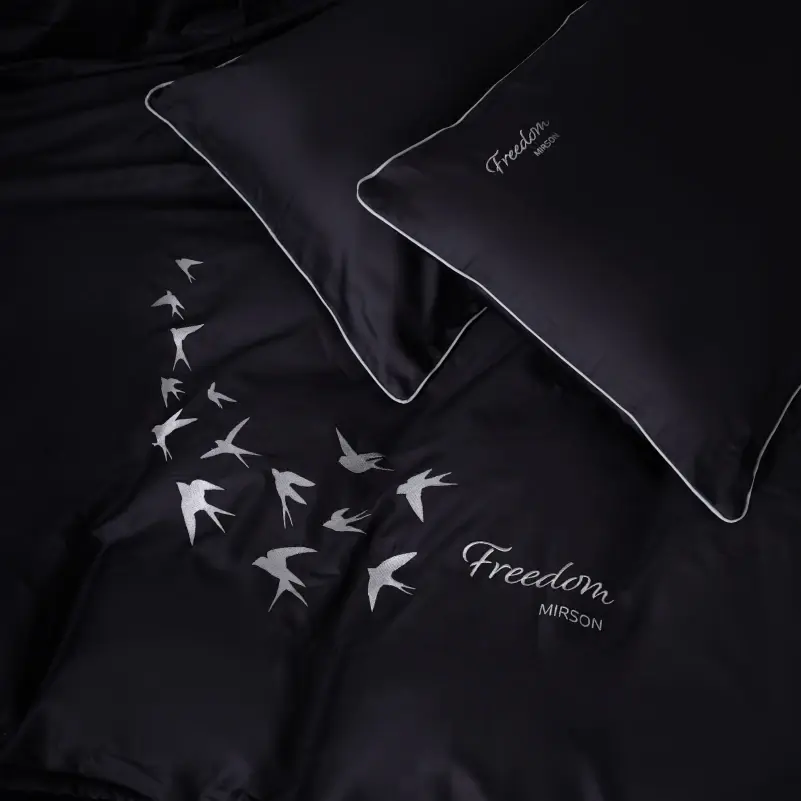 Фото - Постельное белье MirSon Підковдра  Сатин Elit 0055 Black Pearl Freedom 110х140 см  
