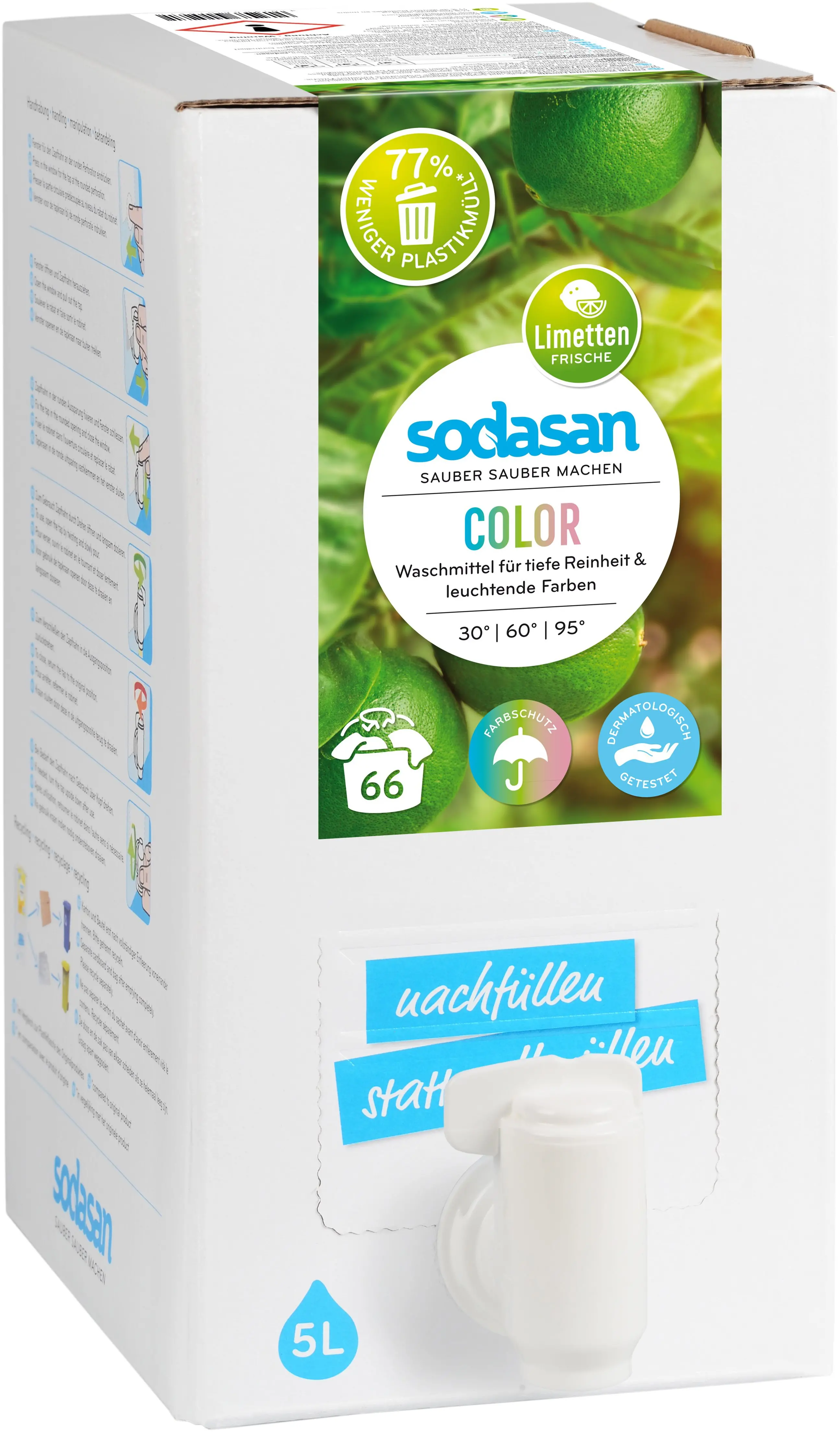 Органическое жидкое средство Sodasan Color для стирки цветных и черных тканей, 5 л