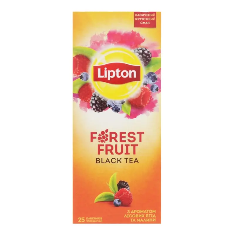 Черный чай Lipton байховый ароматизированный с гранулами ягод Forest Fruit, 25шт.