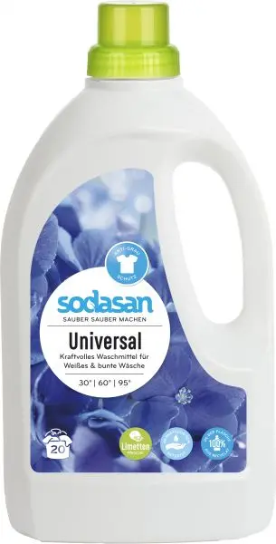 Органическое жидкое средство для стирки Sodasan Universal Bright&White, для белых и цветных вещей, 1,5 л