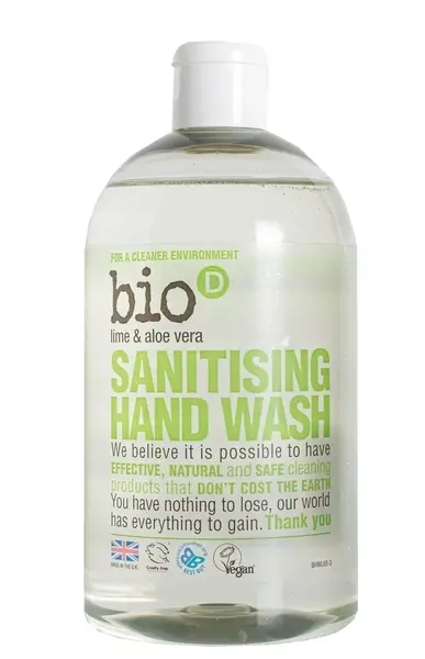 Органическое дезинфицирующее жидкое мыло Bio-D Sanitising Hand Wash Lime&Aloe Vera, лайм и алое вера, 500 мл