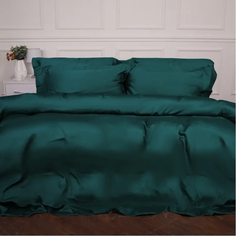 Фото - Постельное белье MirSon Простирадло на гумці Tencel №07 Emerald 90х190 см