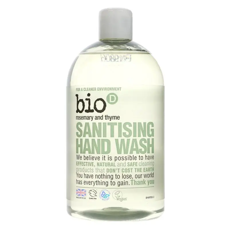 Органическое дезинфицирующее жидкое мыло Bio-D Sanitising Hand Wash Rosemary&Thyme, с натуральным эфирным маслом розмарина и чебреца, 500 мл