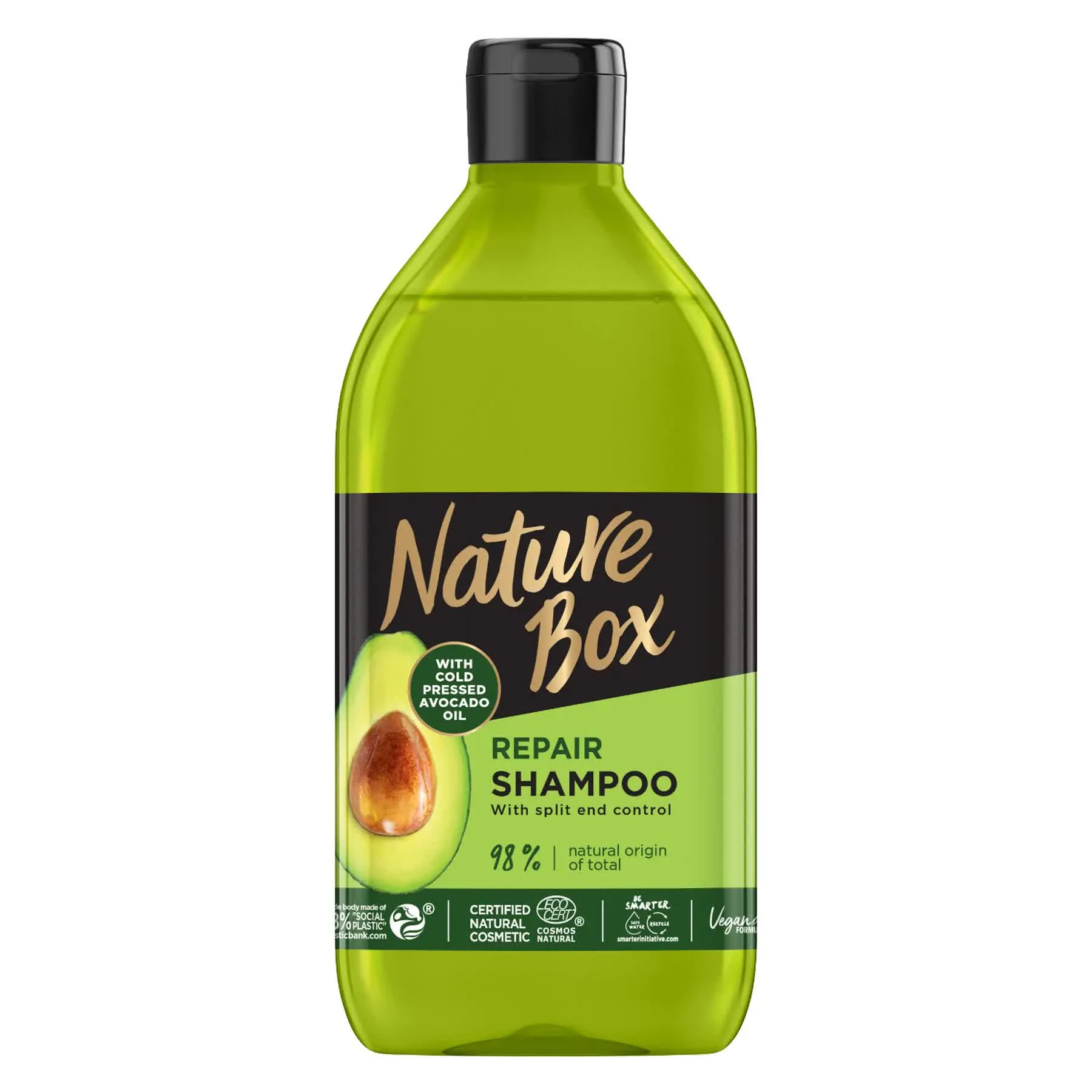 Шампунь Nature Box для восстановления волос и против секущихся кончиков, с маслом авокадо холодного отжима, 385 мл