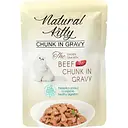 Влажный корм для кошек Natural Kitty в виде кусочков курицы и тунца с говяжьей печенью в соусе 85 г