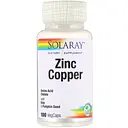 Цинк і мідь Solaray з водоростями і гарбузовим насінням Zinc Copper 100 вегетаріанських капсул