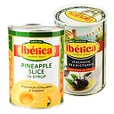 Ананас Iberica кільцями 580 мл + Маслини Iberica Міні без кісточки 300 г