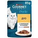 Влажный корм для кошек Gourmet Perle Duo мини филе с телятиной и уткой в соусе 85 г